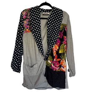 Marnie West Vintage Women's Mixed Pattern Shawl Lapel Blazer Size Medium